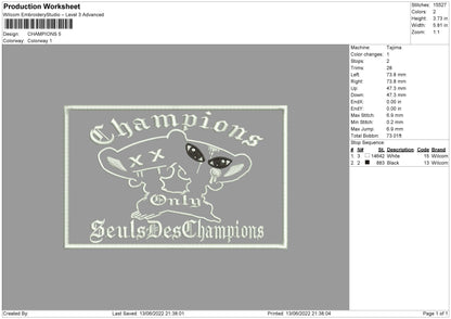 Champions Embroidery File 5 size