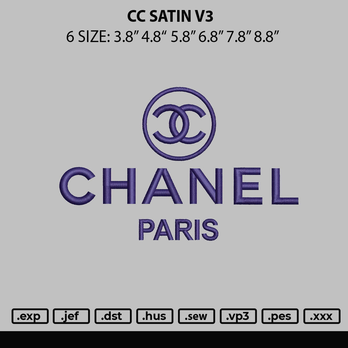 Cc Satin V3 Embroidery File 6 sizes