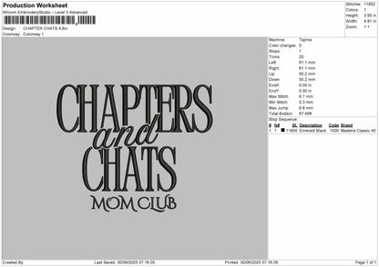 Chapter and chats Embroidery File