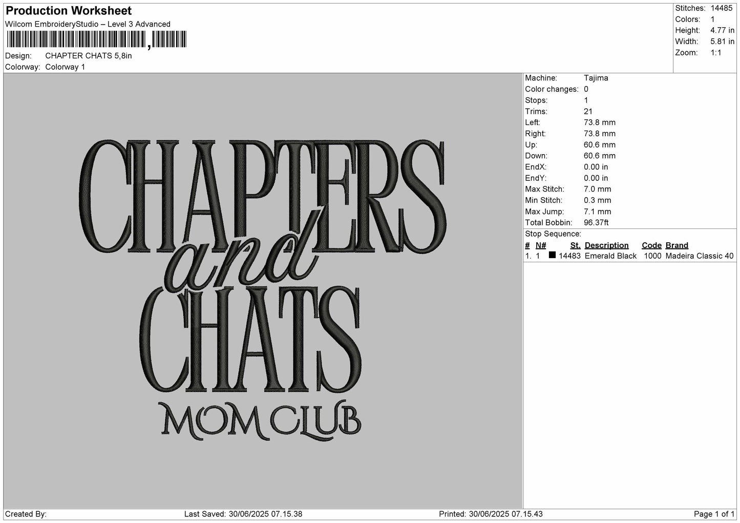 Chapter and chats Embroidery File