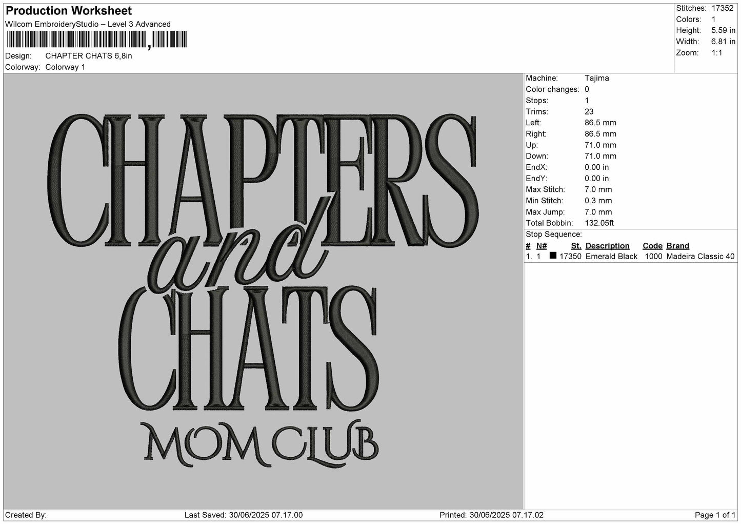 Chapter and chats Embroidery File