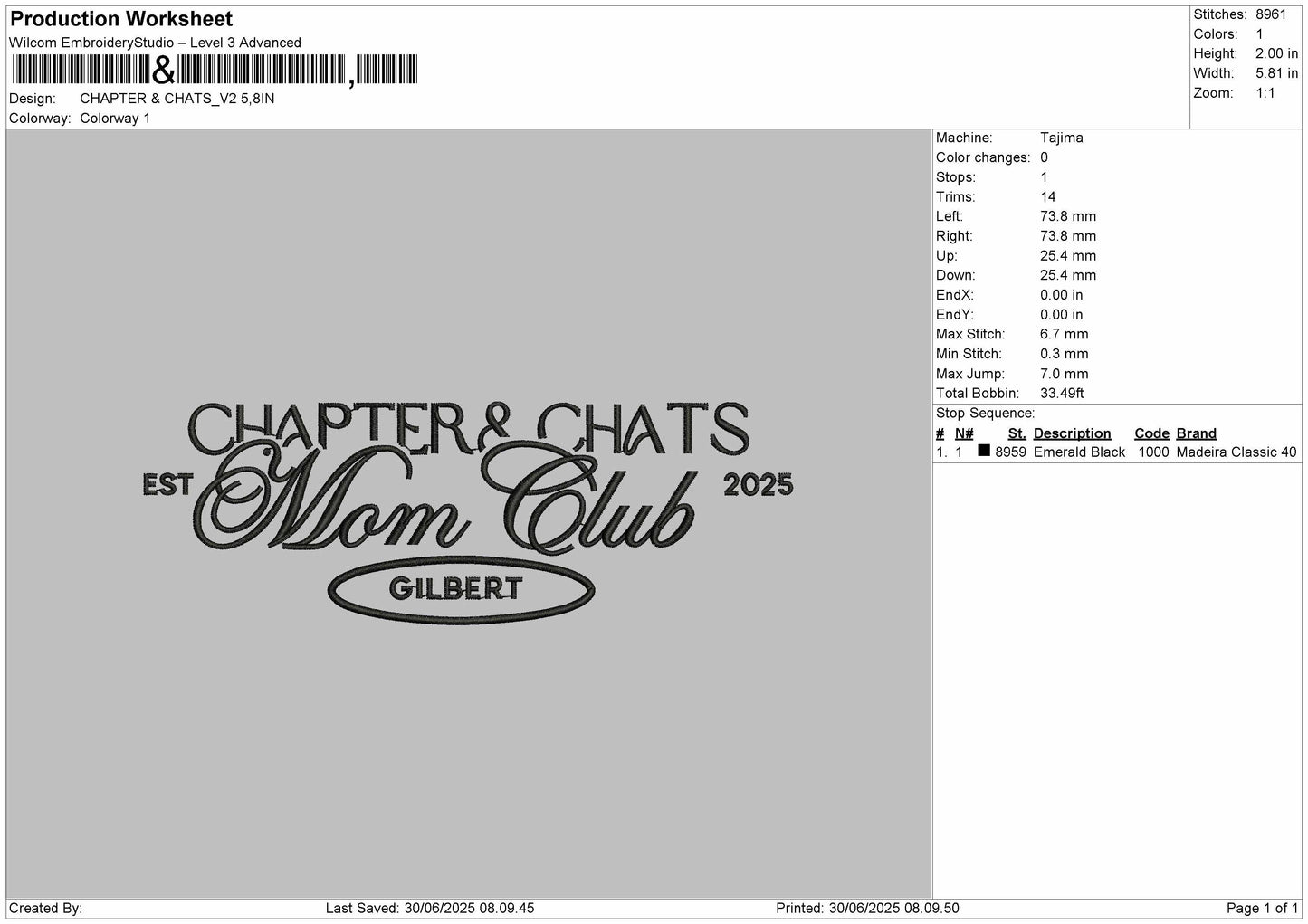 Chapter and chats V2 Embroidery File