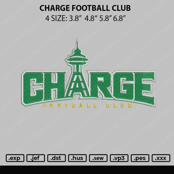 Charge Football Club Embroidery File 4 size