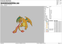 Charizard V2 Embroidery File 6 sizes