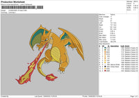 Charizard V2 Embroidery File 6 sizes