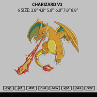 Charizard V2 Embroidery File 6 sizes