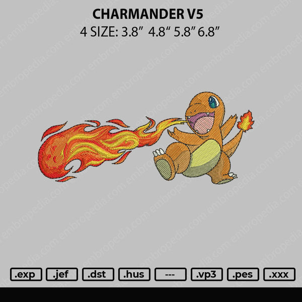 Charmander V2 Embroidery File 4 sizes
