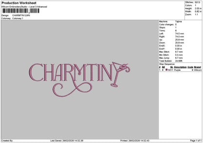 Charmtintext Embroidery File 6 sizes
