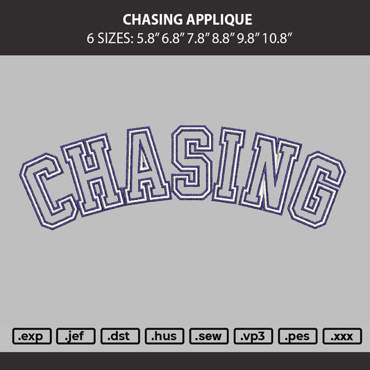 Chasing Applique Embroidery Machine Design File 6 sizes