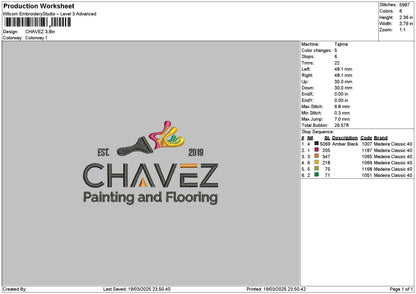 Chaveztext Embroidery File 6 sizes