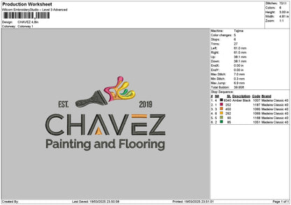 Chaveztext Embroidery File 6 sizes