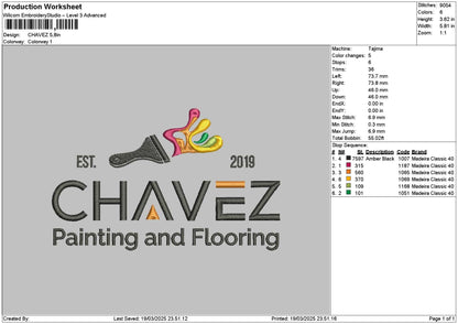 Chaveztext Embroidery File 6 sizes