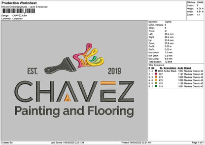 Chaveztext Embroidery File 6 sizes