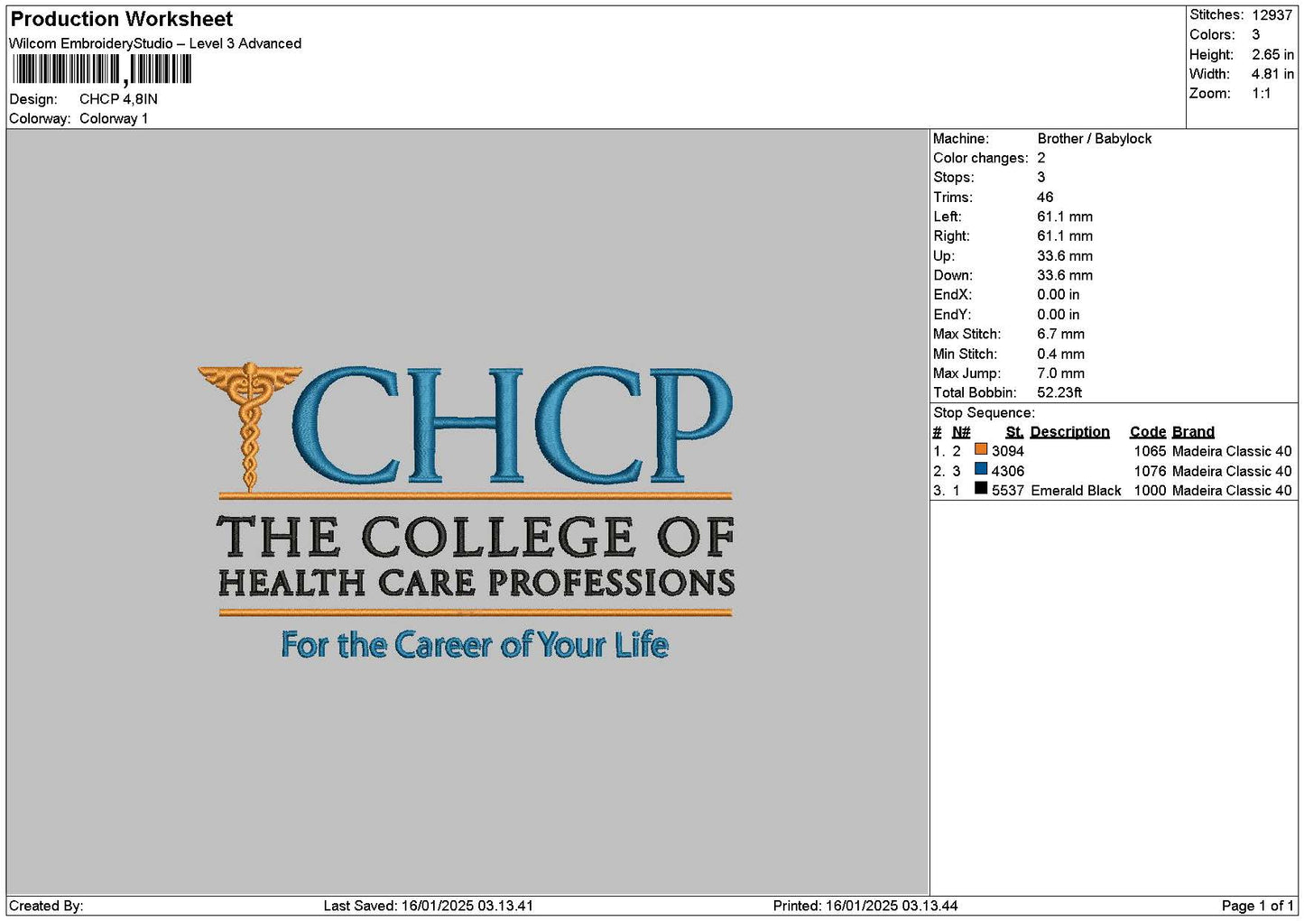 Chcptext Embroidery File 6 sizes