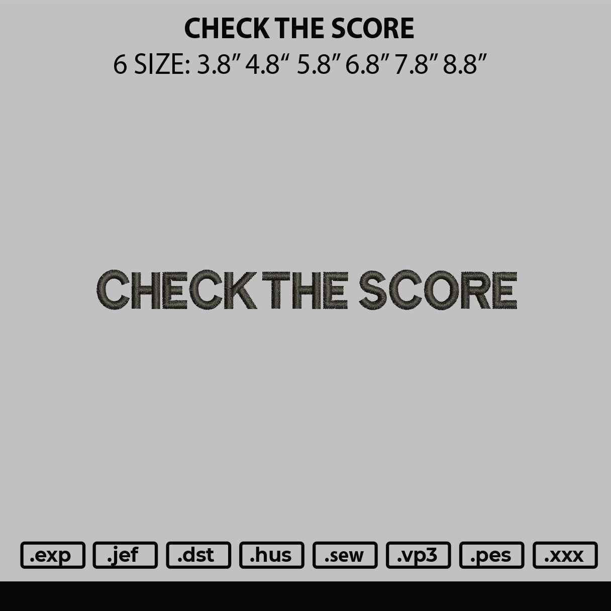 Check The Score Embroidery File 6 sizes