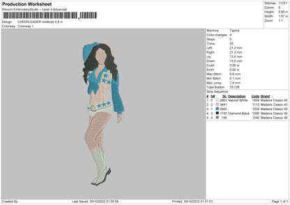 Cheerleader CB Embroidery File 6 sizes