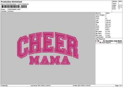 Cheermamatext Embroidery File 6 sizes