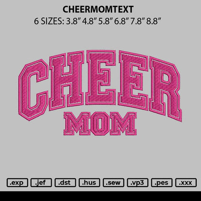 Cheermomtext Embroidery File 6 sizes