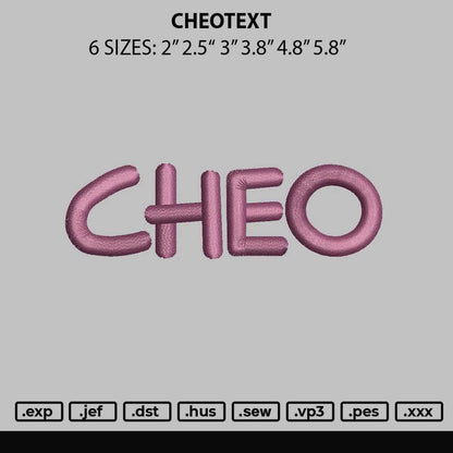 CheoText Embroidery File 6 sizes