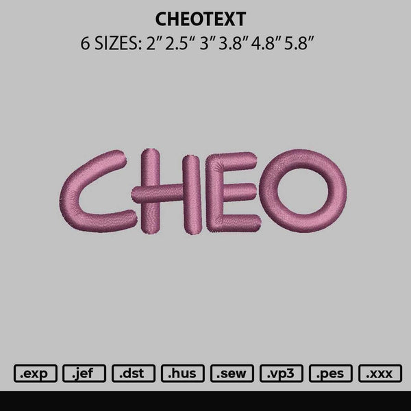 CheoText Embroidery File 6 sizes