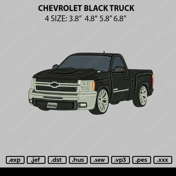 Chevrolet Black Truck Embroidery File 4 sizes