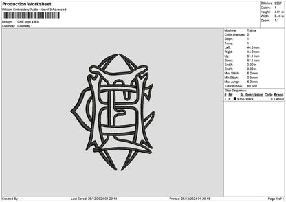 Che Text Embroidery File 6 sizes