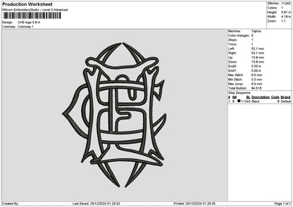Che Text Embroidery File 6 sizes
