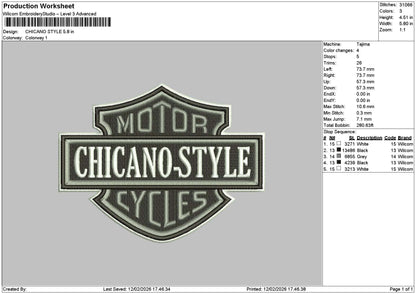 Chicanotext Embroidery File  6 sizes