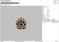 Bears Paw Embroidery File 6 sizes