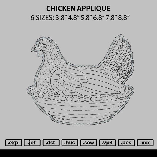 Chicken Applique Embroidery File 6 sizes