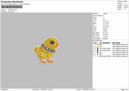 Small Chick Embroidery Machine Design File 6 sizes