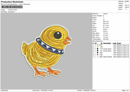 Small Chick Embroidery Machine Design File 6 sizes