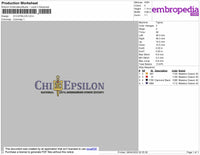 Chi Epsilon Embroidery File 4 size