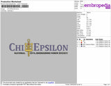 Chi Epsilon Embroidery File 4 size