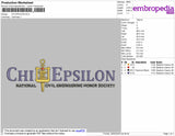 Chi Epsilon Embroidery File 4 size