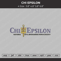 Chi Epsilon Embroidery File 4 size