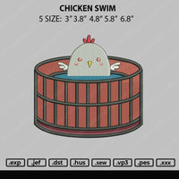 Chicken Swim Embroidery File 4 size