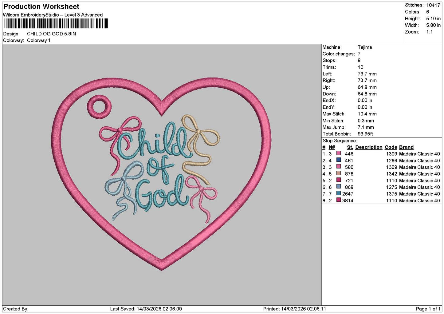 Childtext Embroidery File 6 sizes