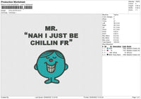 Chillin FR Embroidery File 4 sizes