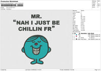 Chillin FR Embroidery File 4 sizes