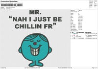 Chillin FR Embroidery File 4 sizes