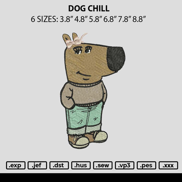 Dog Chill Embroidery File 6 sizes