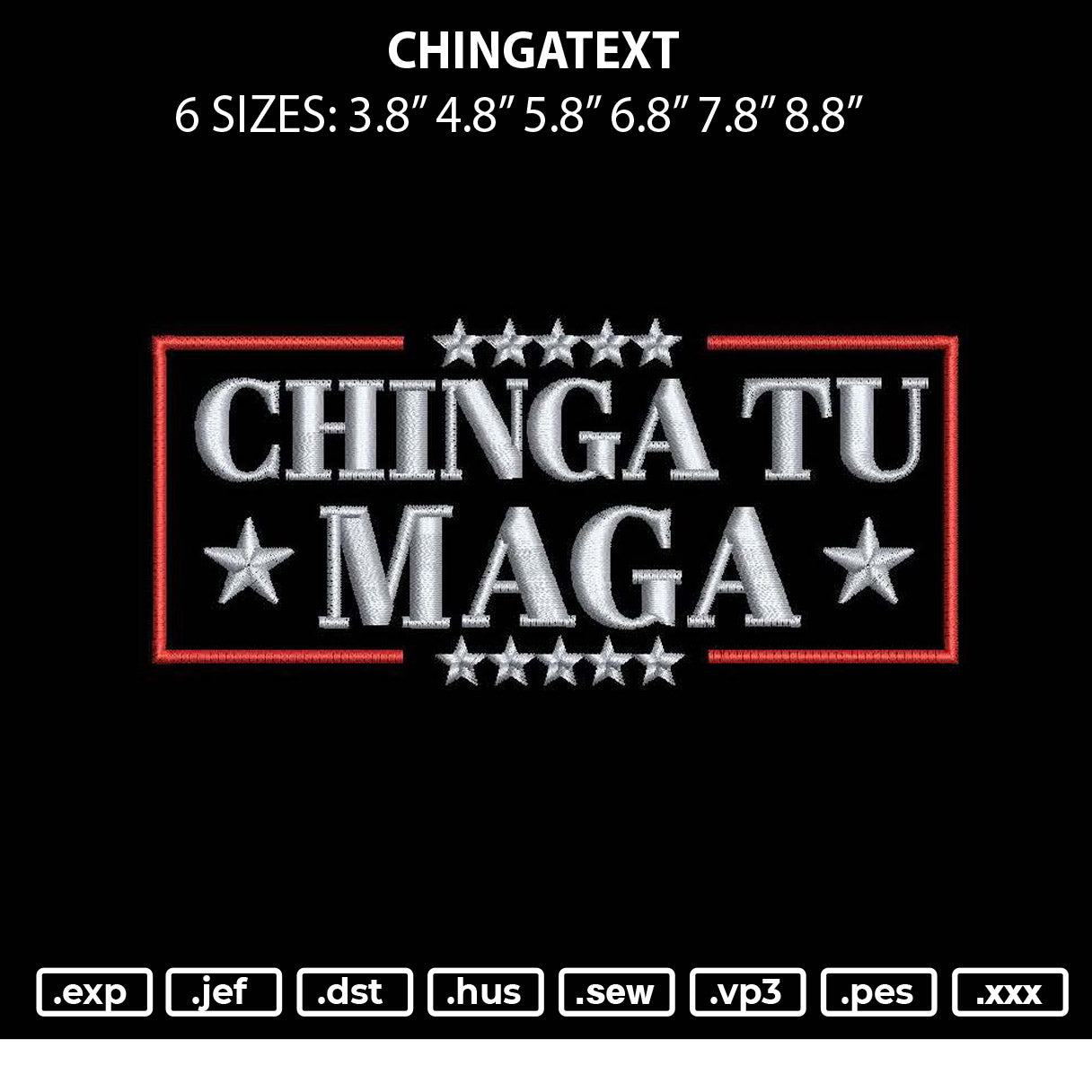 Chingatext Embroidery File 6 sizes