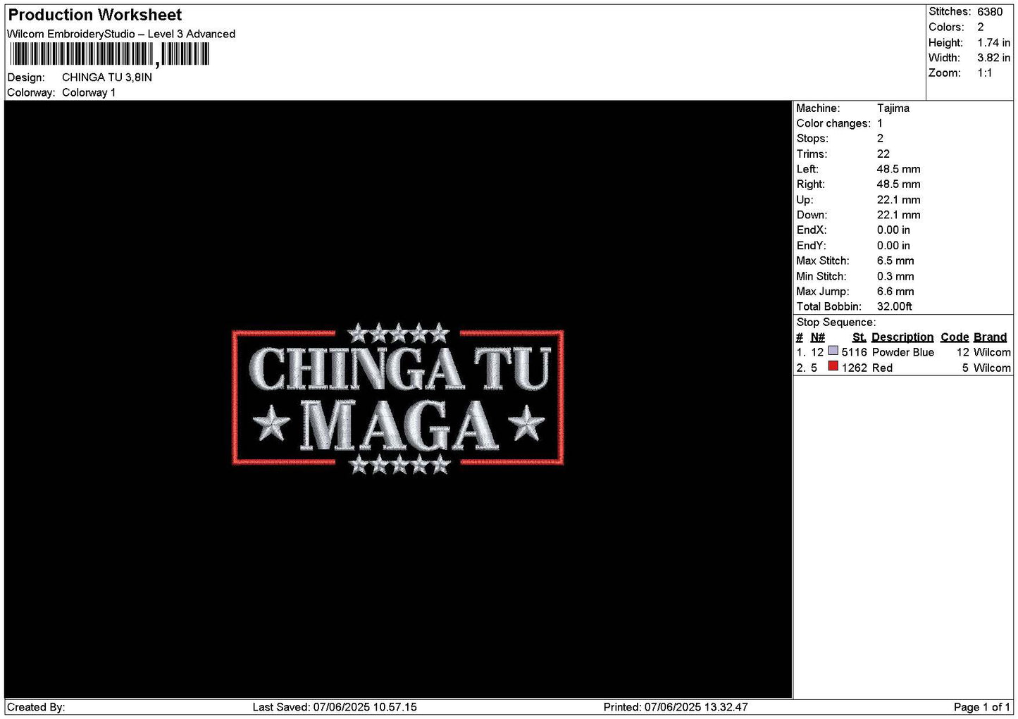 Chingatext Embroidery File 6 sizes