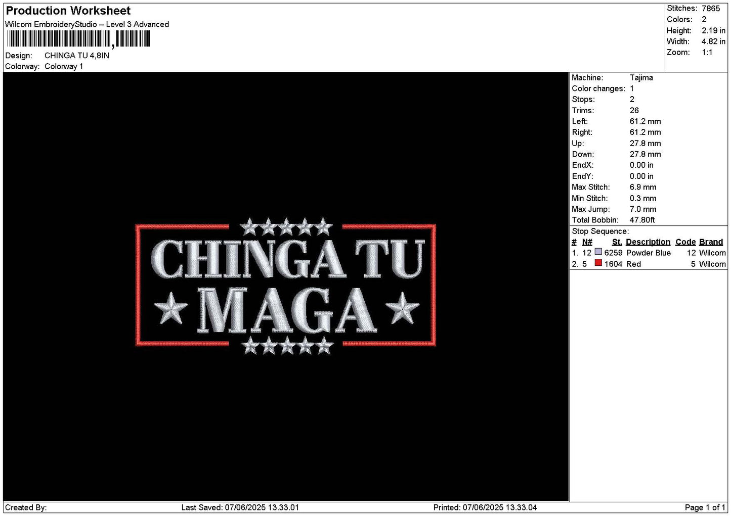 Chingatext Embroidery File 6 sizes
