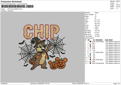 CHIP HALLOWEEN and hand's Embroidery Machine Design Files