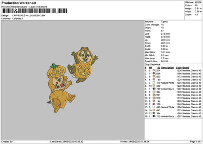 Squirrels Halloween Embroidery File 6 sizes