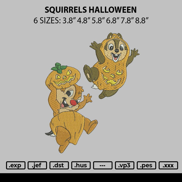 Squirrels Halloween Embroidery File 6 sizes