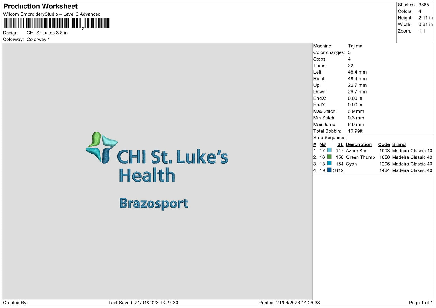Chi St Embroidery File 6 sizes