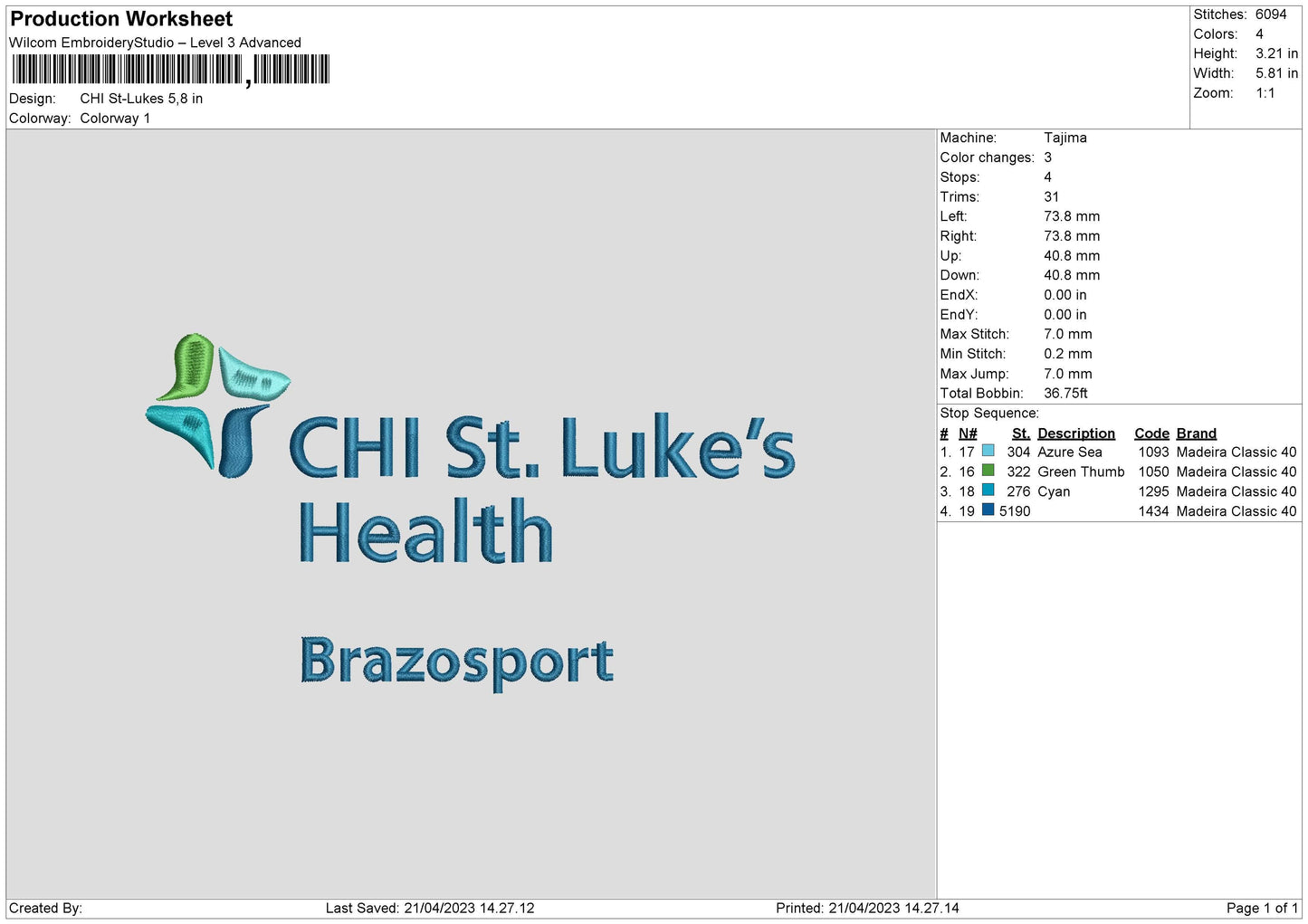 Chi St Embroidery File 6 sizes